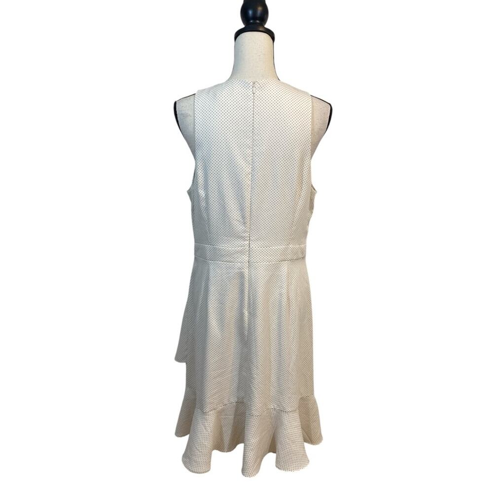 Banana Republic Factory Ivory Polka Dot Sheath Dress With Ruffle Hem Size 12 - Picture 2 of 10